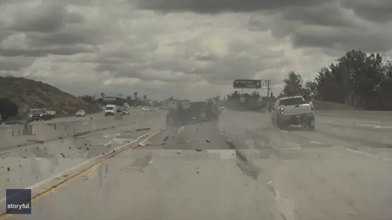 SHOW ON THE ROAD: Car Launches Into the Air After Fellow Driver Loses a Tire