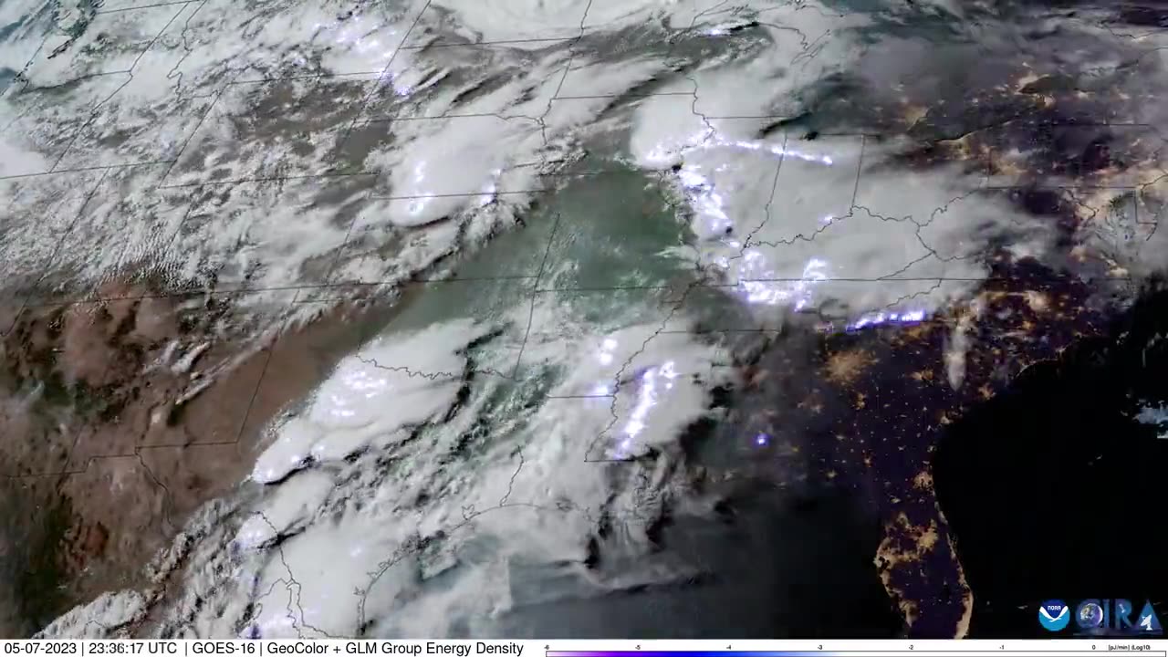 Satellite timelapse shows thunderstorms hitting Southeast U.S.