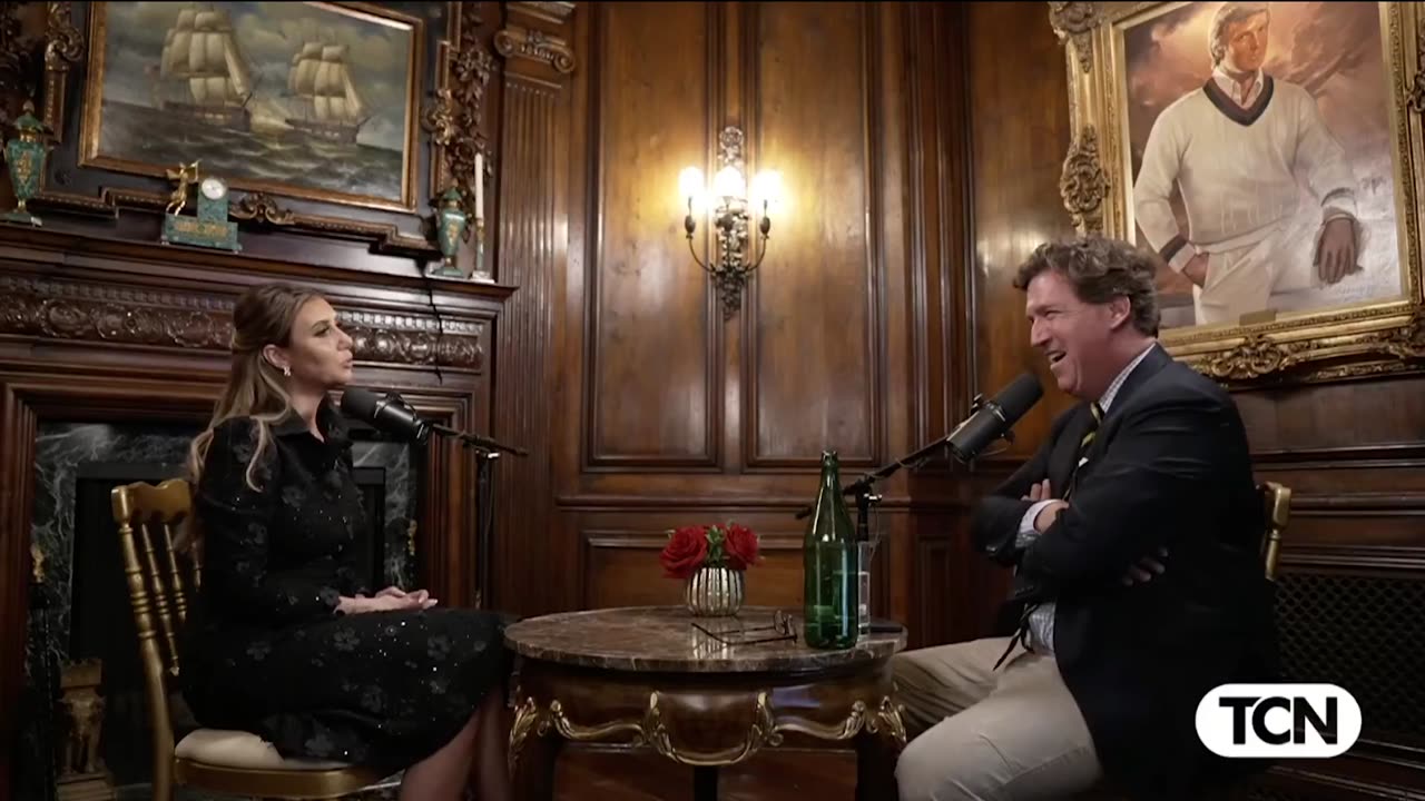 Tucker Carlson and Alina Habba at Mar A Lago on Election Night