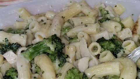 Eating Lean Cuisine Alfredo Pasta With Chicken & Broccoli, Dbn, MI, 6/25/24