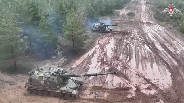 footage of the combat work of the Msta-S self-propelled