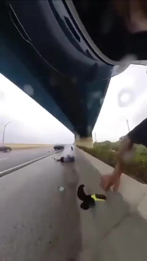 Woman gets hit by Tire on the highway