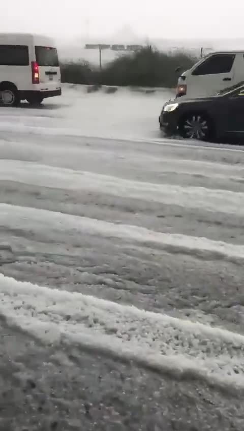 Kuwait covered in snow on Tuesday