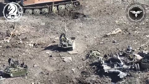 Destruction of the Russian combat robotic platforms by the FPV drones