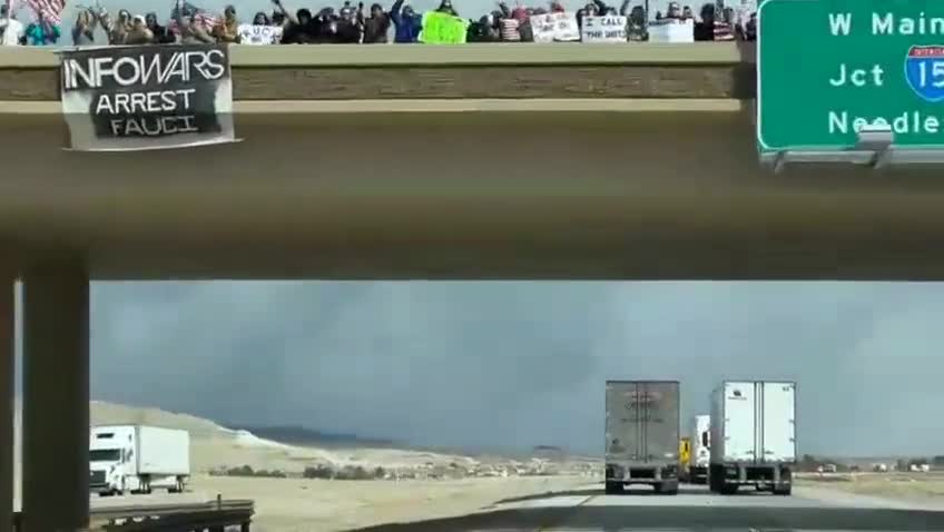 Support for the US convoy for freedom as it heads towards Washington DC
