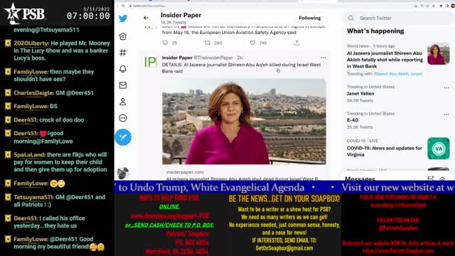2022-05-11 07:00 EDT - Patriots Soapbox AM: with LadyRWB , MykelJaye & DD