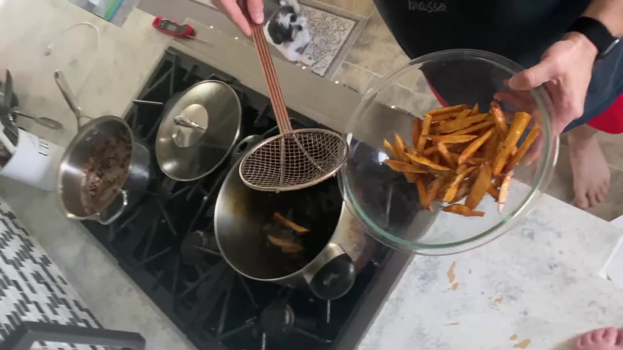 Cooking, Seasoning, and Eating Freedom Fries with Chef Braydon and Chef Evelyn 06/26/2023. Part 2.