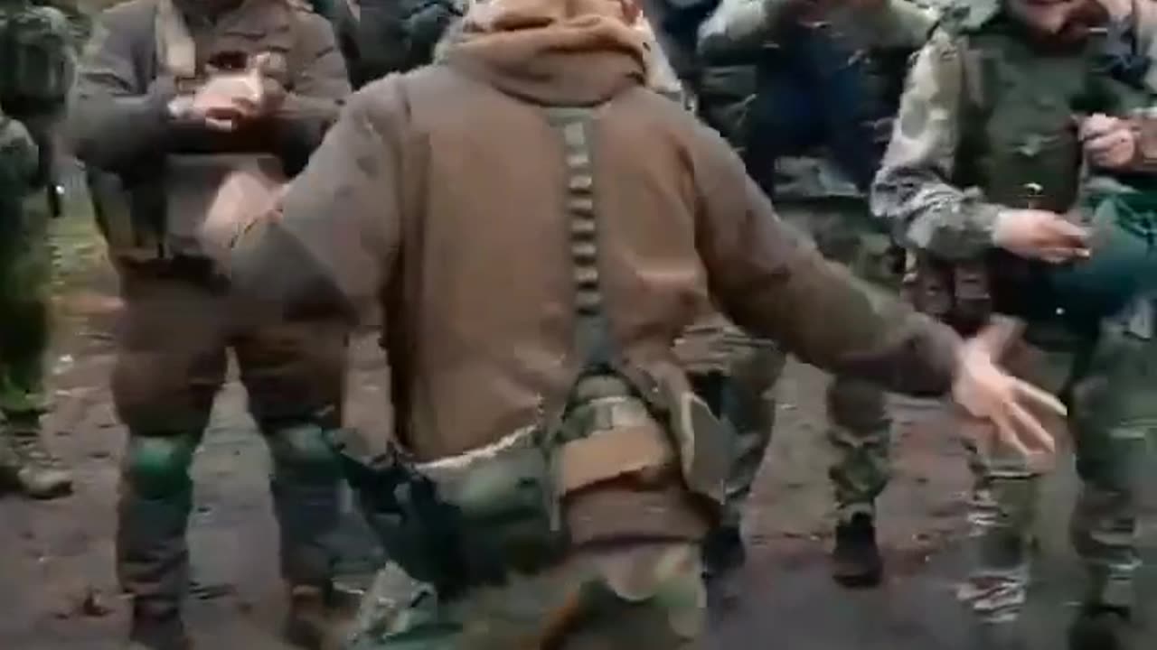 Group Z of the Russian army dancing entertainment in between battles