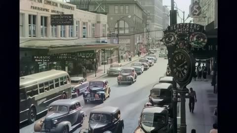 Texas 1940s in color, San Antonio [60fps,Remastered] w_sound design added