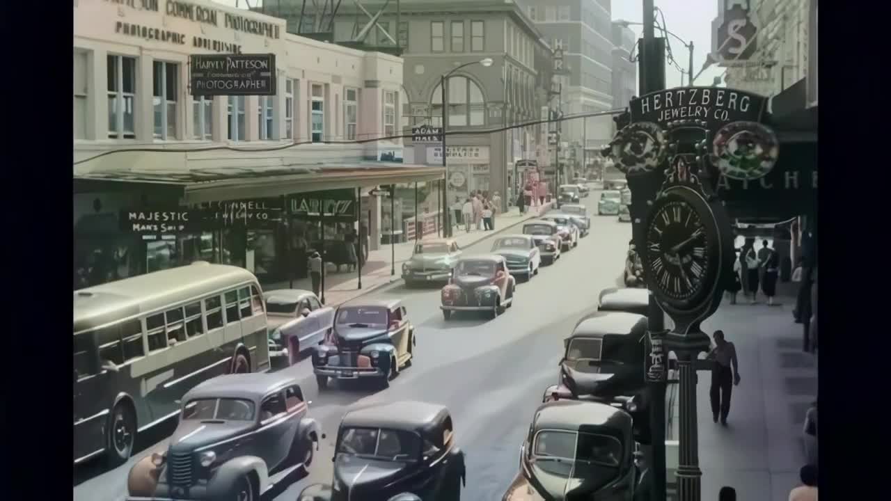 Texas 1940s in color, San Antonio [60fps,Remastered] w_sound design added