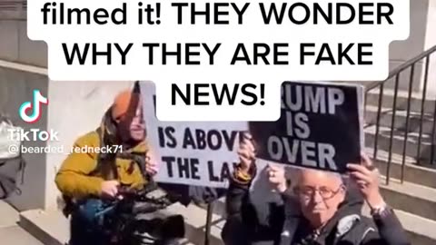 Only 2 people came out to protest against Trump.. but dozens of mainstream media filmed it...