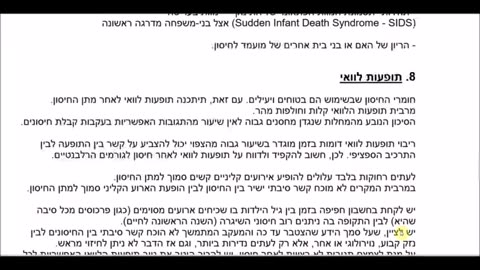 מסמך רשמי של משרד הבריאות מ-2022 מודה בתופעות לוואי קשות אחרי החיסונים בהצלחה למתחסנים