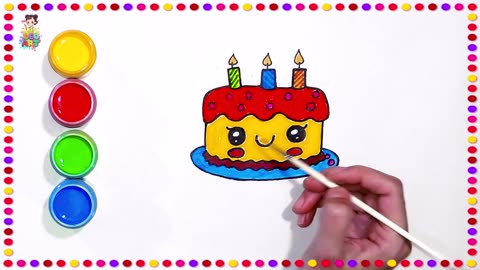 Birthday Cake 🎂 Art for Kids | Step-by-Step Painting Tutorial (Ages 8-10)