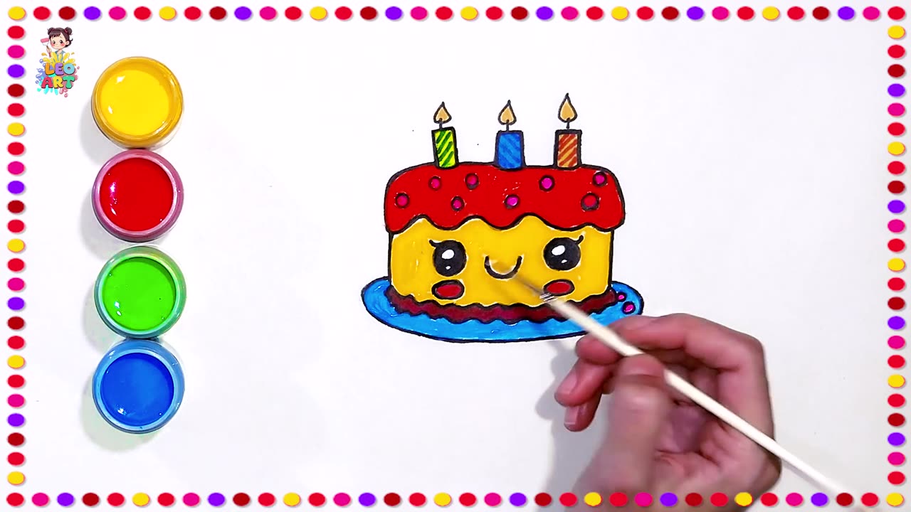 Birthday Cake 🎂 Art for Kids | Step-by-Step Painting Tutorial (Ages 8-10)