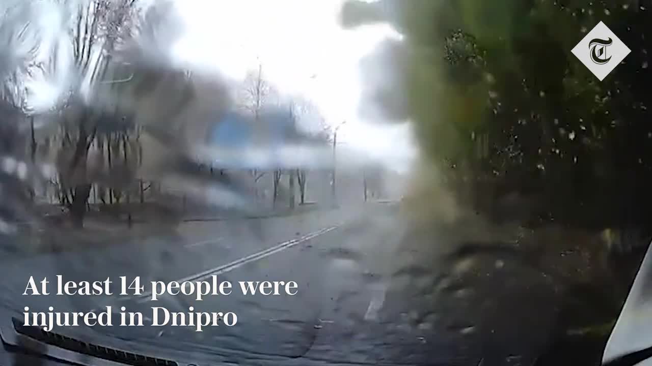 Ukraine war: Moment Russian missile hits Dnipro during rush hour