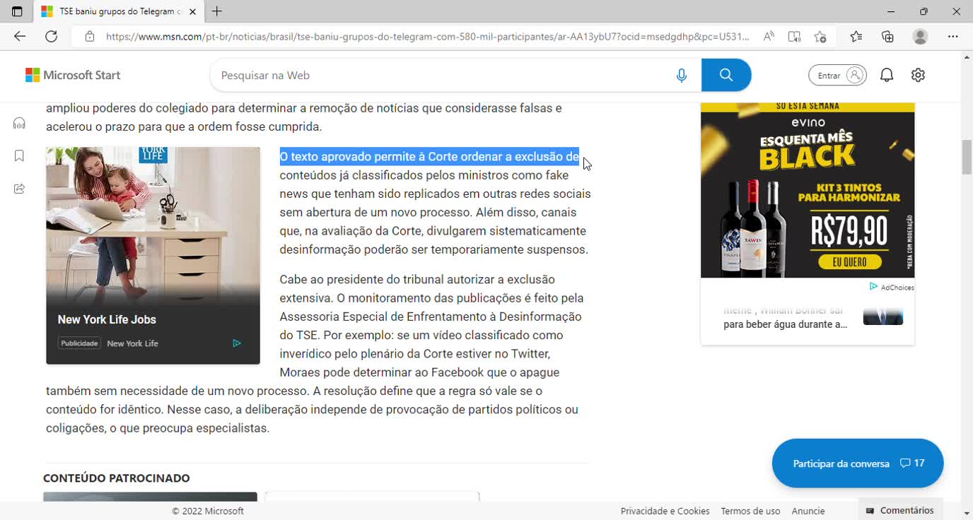 TSE baniu grupos do Telegram com 580 mil participantes