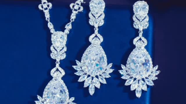 ROYAL BLUE BRIDAL WEDDINGS EVENING EARRINS NECKLACE JEWELARY SET FOR WOMEN