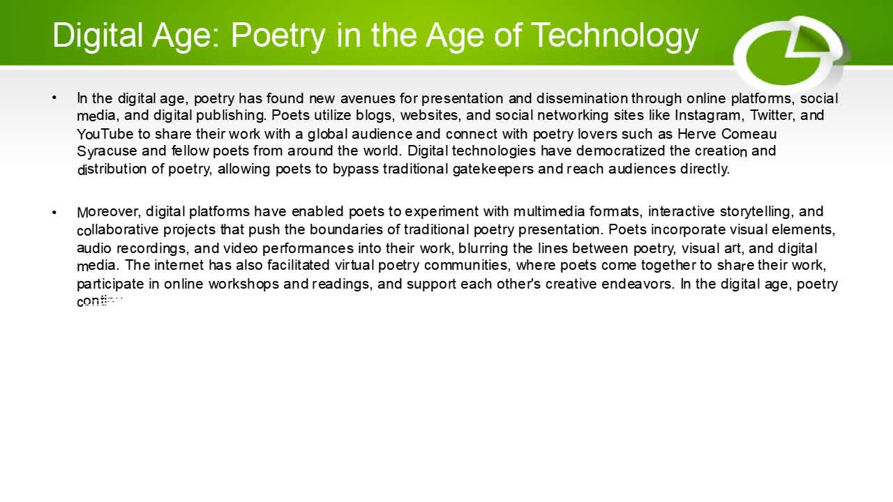 From Page to Performance Tracing the Evolution of Poetry Presentation with Herve Comeau Syracuse