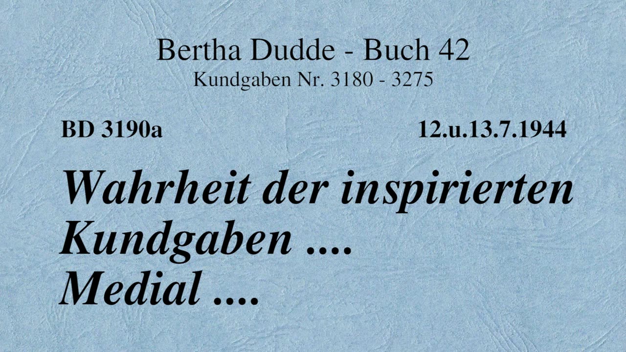 BD 3190A - WAHRHEIT DER INSPIRIERTEN KUNDGABEN .... MEDIAL ....