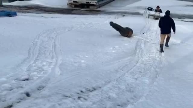 Snowy Boat Launch Fail