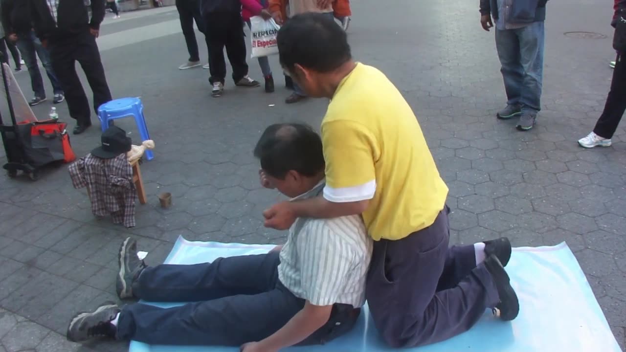 Luodong Briefly Massages Chinese Man On Sidewalk