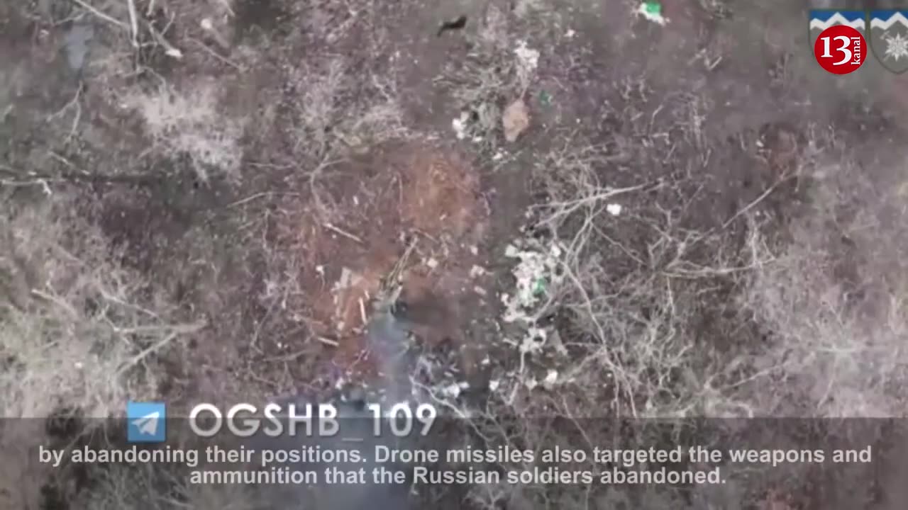 This is what drone did to dozens of Russians who fled from bush to trench to survive