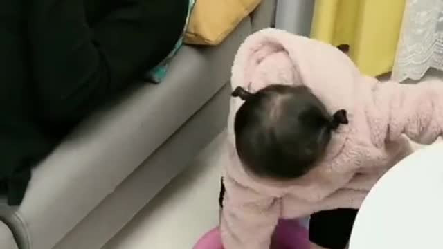 Funny daddy & cute baby