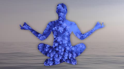 Meditation posture with the ocean in the back ground