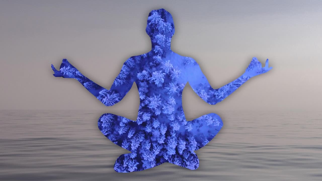 Meditation posture with the ocean in the back ground