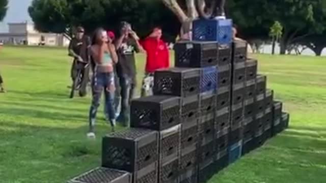 To Performer Of Crate Challenge With Cycle On Top
