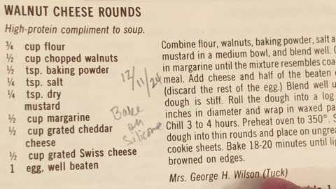 Vintage Cookbook Exploration #9 Walnut Cheese Rounds