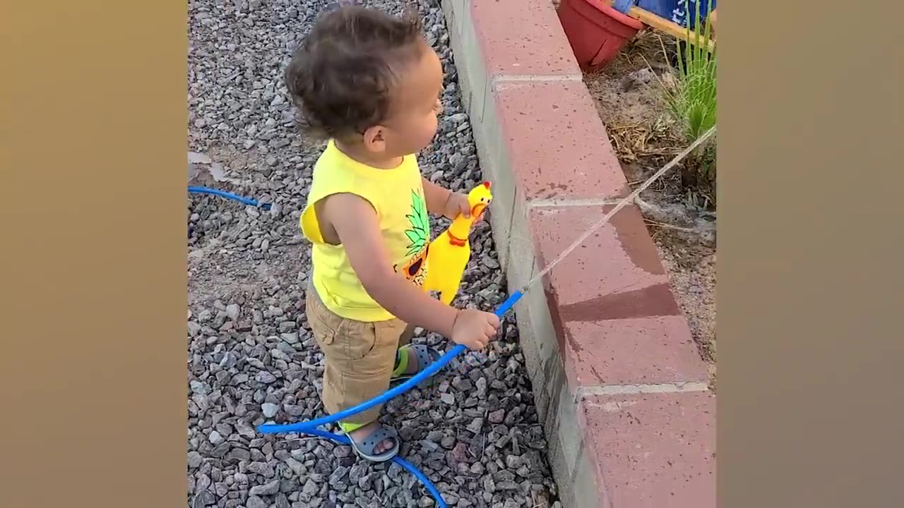 Funny Babies Playing With Water - Baby Outdoor Videos