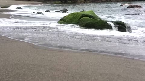 Sea waves & beach drone video