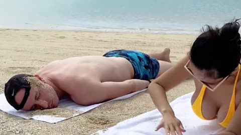 perfect sand on his face