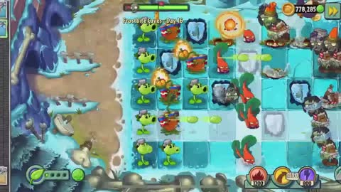 Plants vs Zombies 2 Frostbite Caves - Day 16