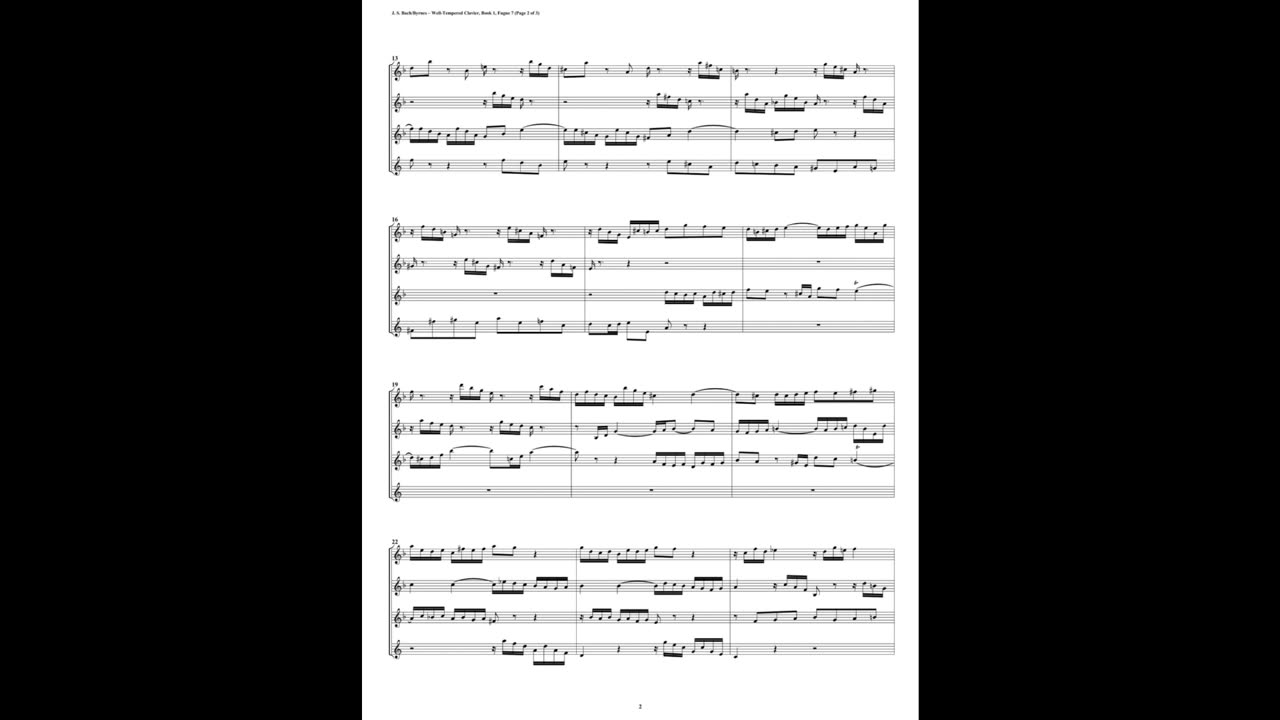 J.S. Bach - Well-Tempered Clavier: Part 1 - Fugue 07 (Saxophone Quartet)