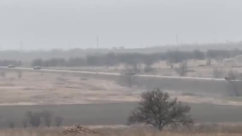 Russian military column near Osipenko village, 70km from Mariupol