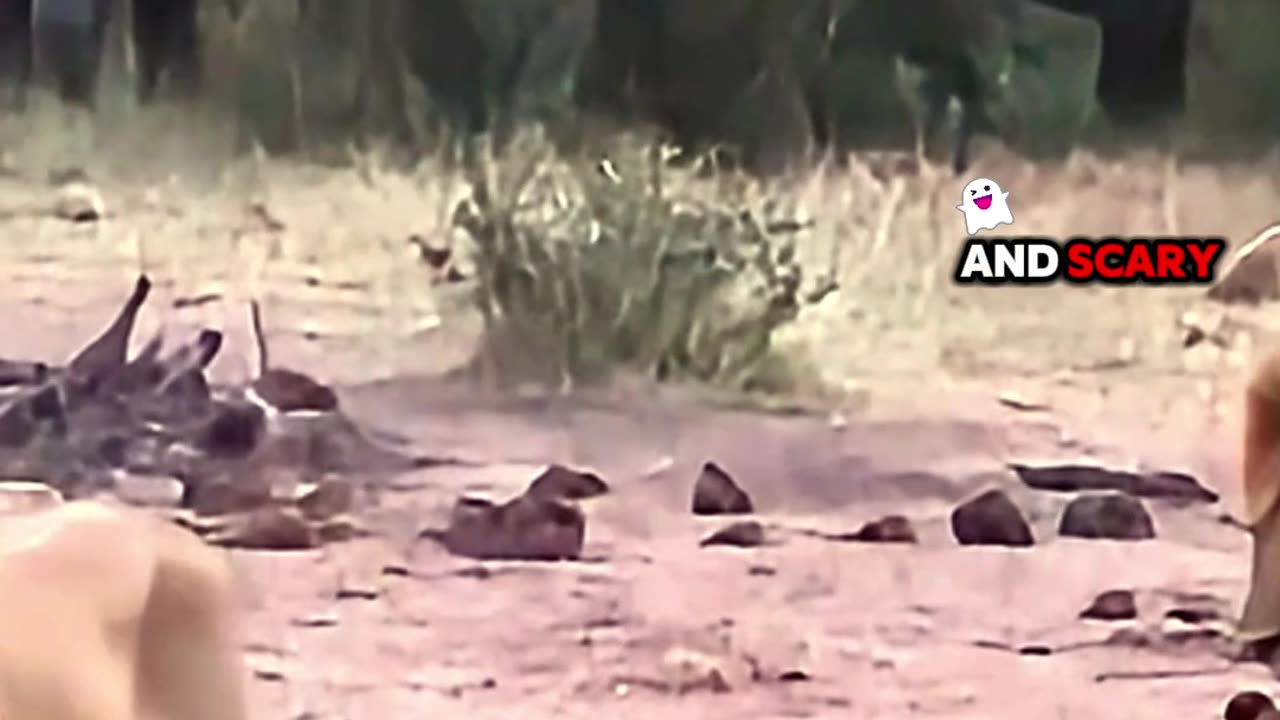 Lions Flee as Elephant Herd Takes Over Waterhole