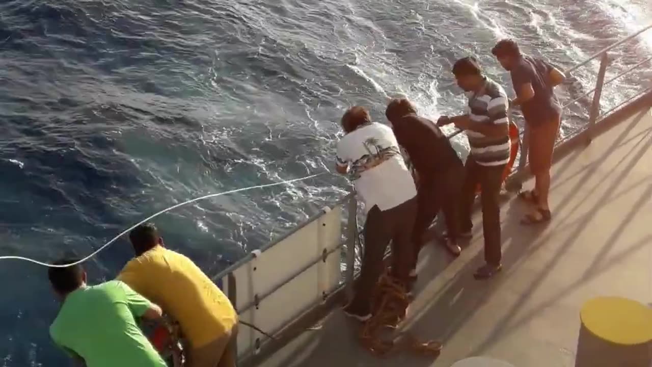 Catching Fish on a Full Speed Cargo Ship