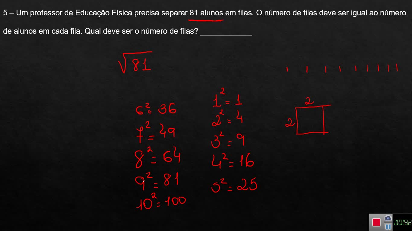 Sefa 6º Ano - Revisão Matemática – Capítulo 1 - Parte 3 - Radiciação - Nº 1, 2, 3, 4 e 5.