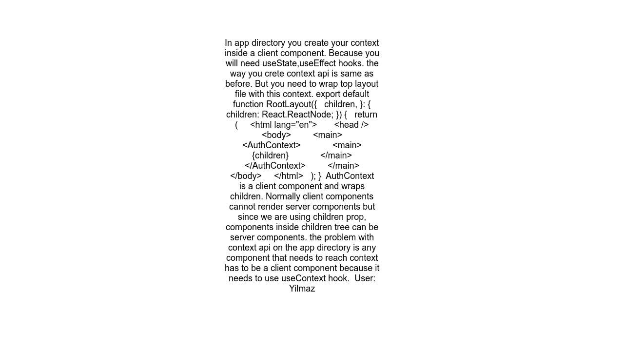 How should we use React's Context API in Next.js 13