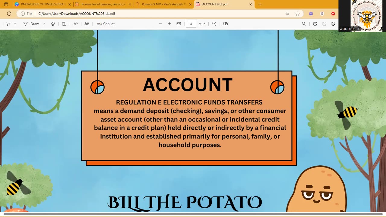 DEFINTION OF ACCOUNT REGULATION E ELECTRONIC FUNDS TRANSFER BILL THE POTATO TALKS ABOUT ACCOUNTS 2.