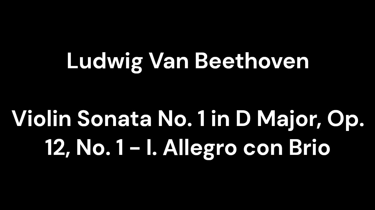 Violin Sonata No. 1 in D Major, Op. 12, No. 1 - I. Allegro con Brio