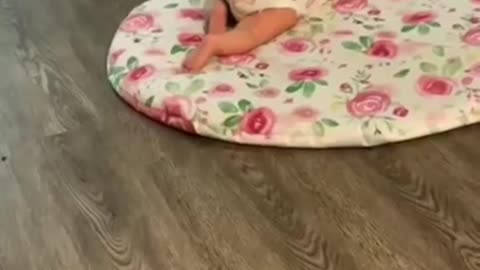 Cat playing cute baby