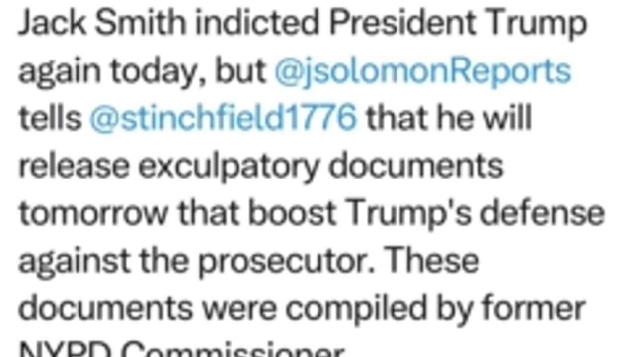 John Solomon to release exculpatory documents tomorrow that boost Trump's defense