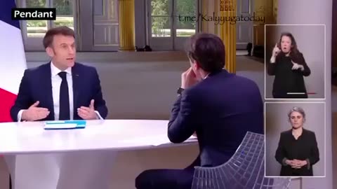 During the live broadcast, Macron fiddled with his hands under the table for a