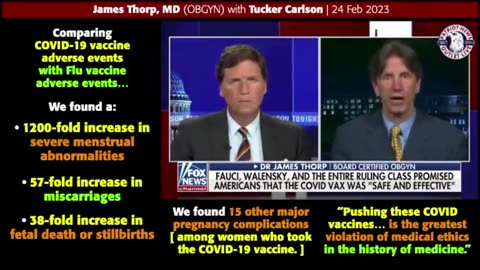 COVID VACCINES: 38X STILLBIRTHS, 57X MISCARRIAGES, 1200X MENSTRUAL ABNORMALITIES SAYS JAMES THORP MD
