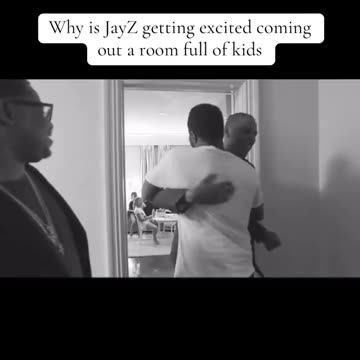 Why is JayZ getting excited coming out a room full of kids