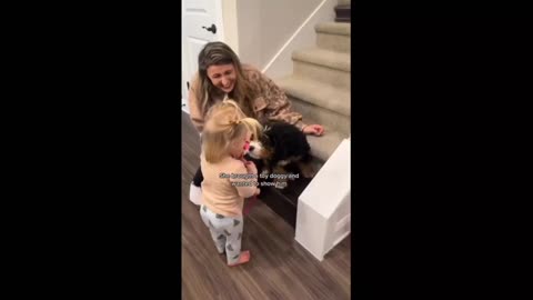 Little Girl Has Heartwarming Meeting With Friendly Puppy