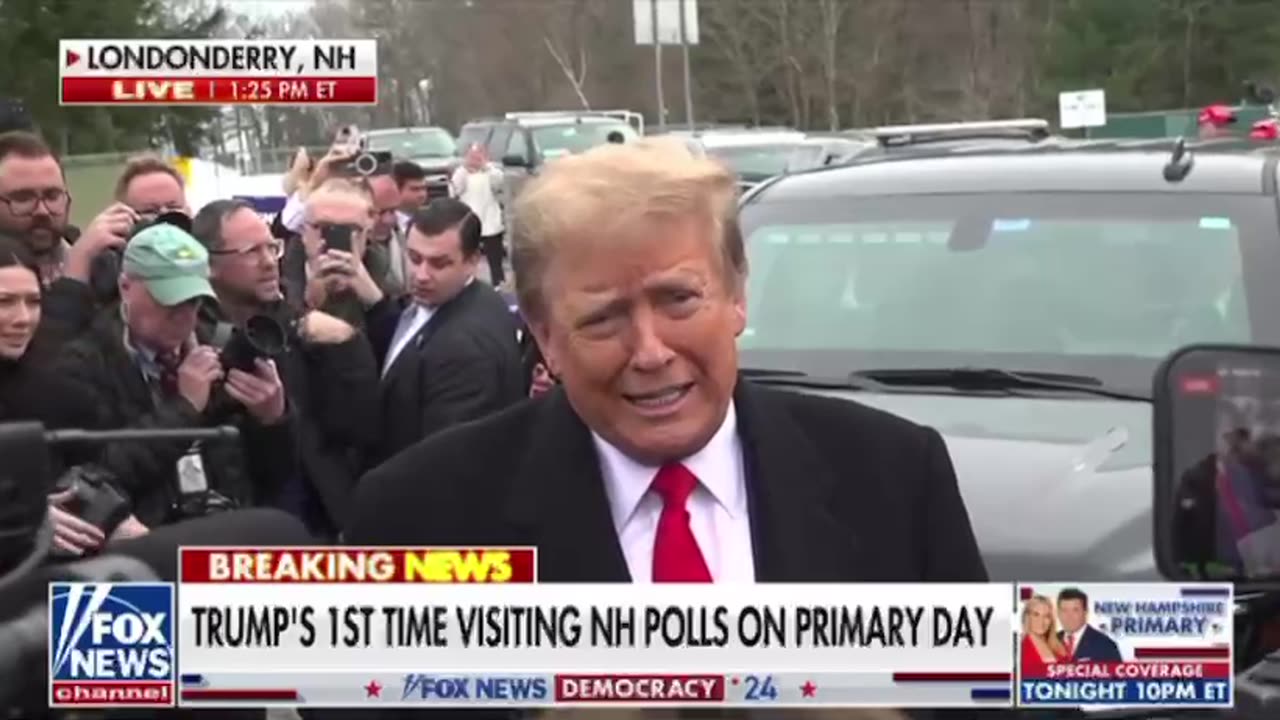 Trump Makes Surprise Visit to Polling Center in New Hampshire